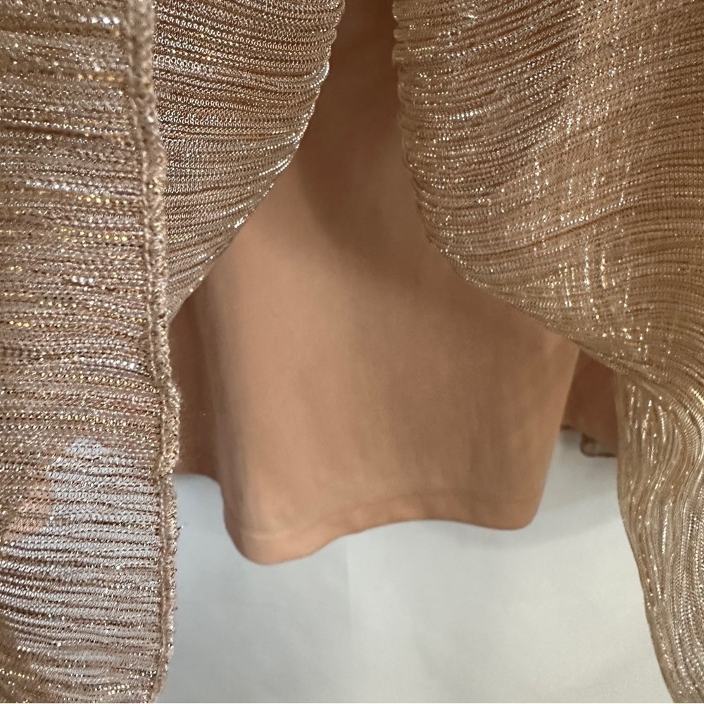 Eloquii Rose Gold Shimmer Pleated Midi Dress Size 14 Holiday Wedding Guest - Picture 12 of 16